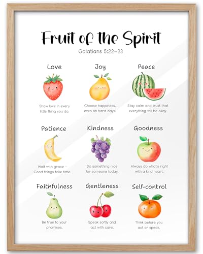 KensTro 12x16 Oak Framed Fruit of the Spirit Scripture Wall Art - color: Fruit Spirit-Framed, size: 16"L x 12"W