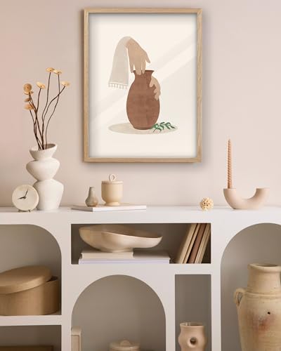 KensTro 16x20 Oak Framed Potter and Clay Christian Wall Art - color: Boho Clay and Potter-Framed, size: 20"L x 16"W