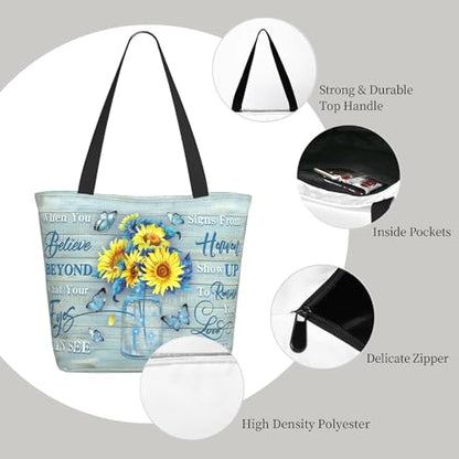 Bible Tote Bags for Women Christian Gifts Religious Church Shoulder Bag - color: Sunflower