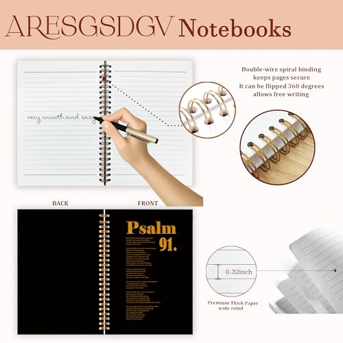 Christian Journal for Women, Psalm 91 Bible Notebooks for Note Taking, Christian Gifts for Women, Inspirational Bible Verse Religious Spiral Notebook 5.5x8.3 Inch - color: PSALM 91 02