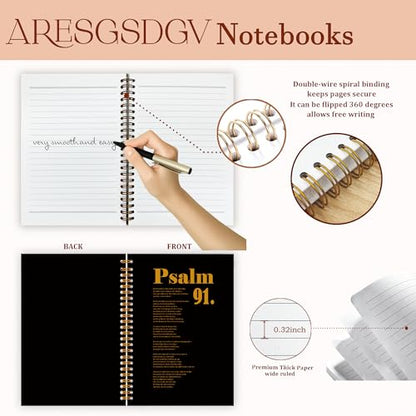 Christian Journal for Women, Psalm 91 Bible Notebooks for Note Taking, Christian Gifts for Women, Inspirational Bible Verse Religious Spiral Notebook 5.5x8.3 Inch - color: PSALM 91 02