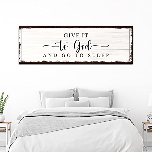 Tailored Canvases Christian Wall Art Decor - Religious Bible Verses Sign for Gifts, Home, Living Room & Bedroom - Inspirational Scripture Quotes Signs Family Faith - Give it to God and Go to Sleep, - color: Grunge Brown Give it to God and Go to Sleep, siz