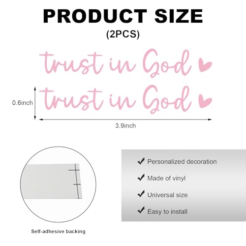 DXNQ 2 PCS Trust in God Rearview Mirror Decals, Automotive Vinyl Rear View Mirror Decorative Stickers, Waterproof Trust in God Stickers for Car Truck Laptop, Car Accessories (Pink) - color: Pink, size: 2PCS