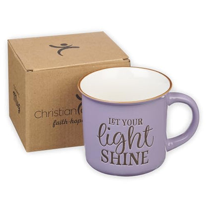 Christian Art Gifts Lavender Camp Style Let Your Light Shine Ceramic Coffee Mug - style: Let Your Light Shine