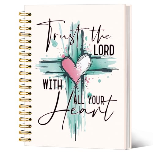 Christian Notebook Journal, Bible Verse Prayer Journal for Women, Bible Journaling Supplies, Trust the Lord With All Your Heart Cross Scripture Religious Spiral Notebook 5.5x8.3 Inch - color: Trust The Lord With All Your Heart