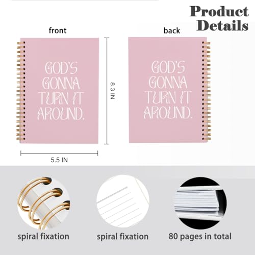 Coquette Christian Spiral Notebook Journal Gifts for Women Teen Girl - color: god's gonna turn it around