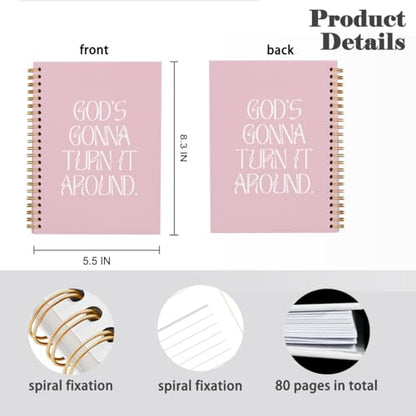 Coquette Christian Spiral Notebook Journal Gifts for Women Teen Girl - color: god's gonna turn it around