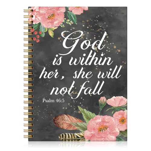 God Is Within Her, She Will Not Fall Hardcover 160 Pages Lined Spiral Notebooks, Flowers Journal, Christian Bible Journal Notebooks, Team Diary, Employee Appreciation Gifts for Coworker Mentor - color: Multi
