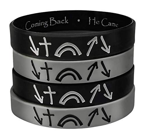 (4-pack) Christian Inspirational Bracelet Wristbands, Religious Easter Gifts for Men, Women, Teens - Reversible Bible Bracelets - John 3:16, Gospel Message, Gifts for Churches