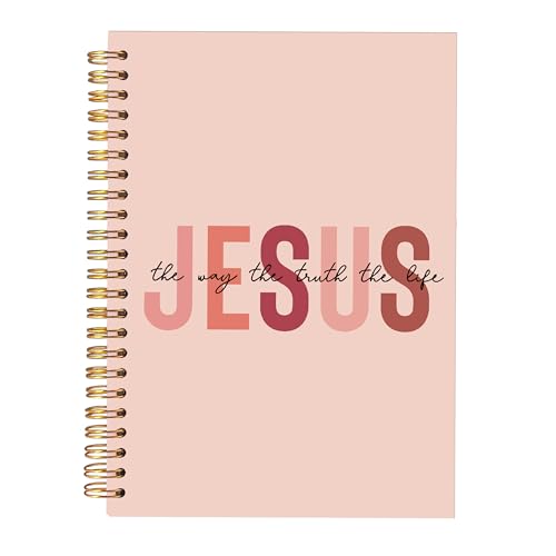 KAOWT Orange Christian Notebook Journal, Bible Notebooks for Note Taking, Christian Gifts for Women, Prayer Scripture Journal, Jesus the Way the Truth the Life Hardcover Spiral Notebook 5.5x8.3in - color: notbook bible-jesus orange