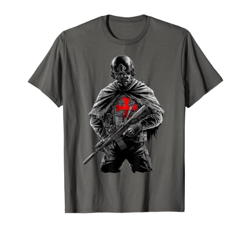 Men Tactical Faith Modern Templar Knight Christian T-Shirt - color: Asphalt Grey, size: XX-Large