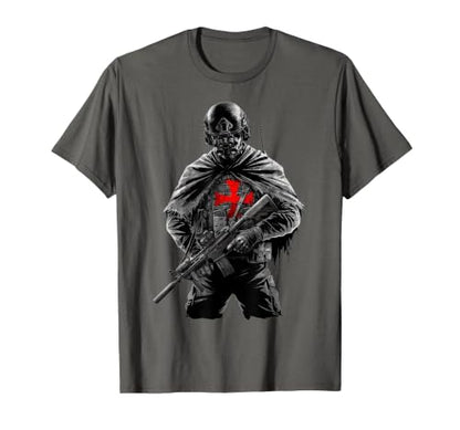 Men Tactical Faith Modern Templar Knight Christian T-Shirt - color: Asphalt Grey, size: XX-Large