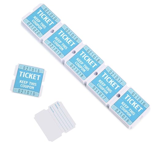 DGBDPACK 500 Pcs 50/50 Double Raffle Tickets, Blue - color: Blue