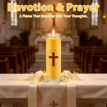 2 Pack Beeswax Prayer Candles, Devotional Candles in Glass - size: 2
