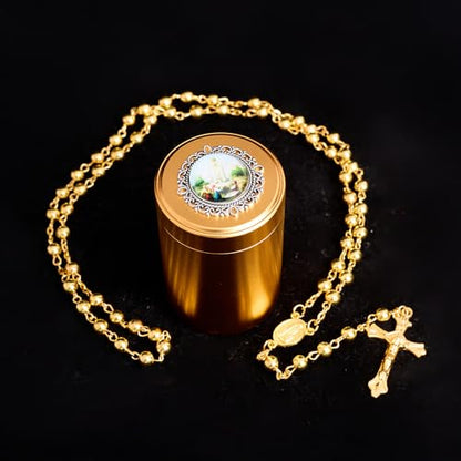 6mm Rosary Beads with Rosary Box, Black Glass Saint Benedict Necklace, Anglican Prayer Beads Catholic Gifts - color: Rosary-6-7