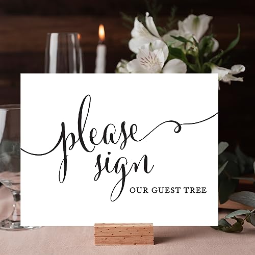 Andaz Press Wedding Party Signs, Formal Black and White Print, 8.5x11-inch, Please Sign our Guest Tree Table Sign, 1-Pack, For Anniversary Parties - color: Please Sign Guest Tree