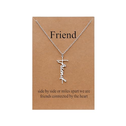 Lcherry Faith Cross Pendant Necklace for Women Religious Christian Jewelry Birthday Christmas Gifts for Women - style: 11-Friend