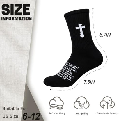 3 Pairs Unisex Cross Socks,Gifts for Christian: Easter Christmas - color: Joshua 1:9 - Black