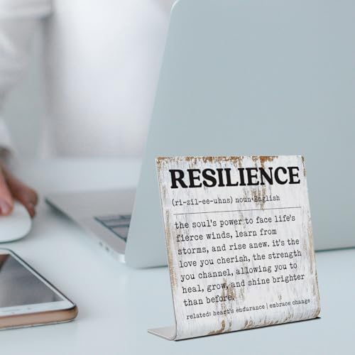 Resilience Inspirational Desk Sign Rustic Steel Plaque with Emotional Strength Quote, Healing Decor for Women, Therapists, Survivors, or Office Motivation Gift for Growth & Recovery XLK519 - style: Resilience