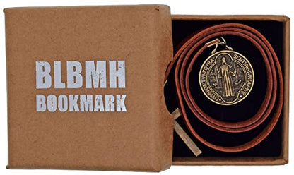 BLBMH Genuine Leather Bible Bookmark with Cross | Catholic Gifts for Men Dad | Christian Book Marker with Ribbon - LB4 - color: Alb4