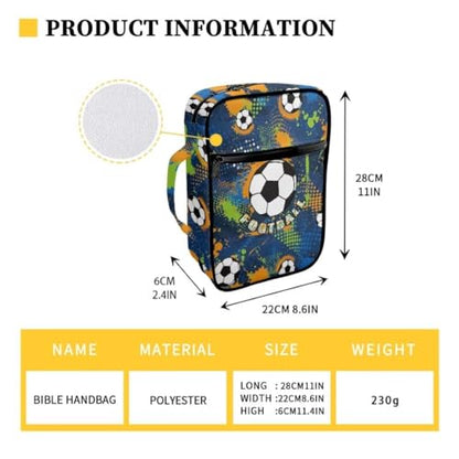 Coldinair Football Bible Cover Case for Men Teen, Kids Scripture Carrying Case with Handle and Pocket, Bible Book Tote Handbag - color: Football