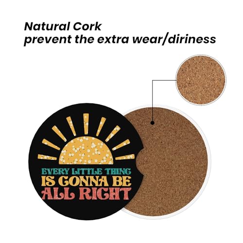 Car Cup Holder Coasters 2 Pack 2.63" for Women Anti Slip Ceramic - color: Yellow
