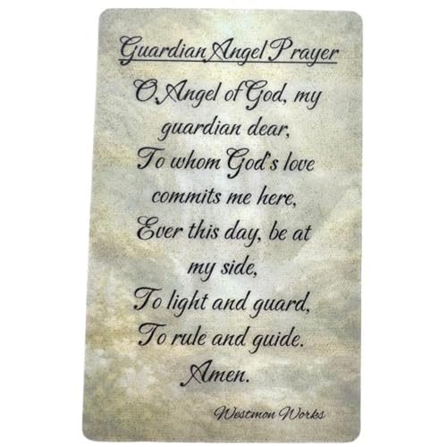 Westmon Works Guardian Angel Bracelet for Females Glass Bead Rosary Bracelet with Laminated Matching Holy Card Made in USA First Communion Gift