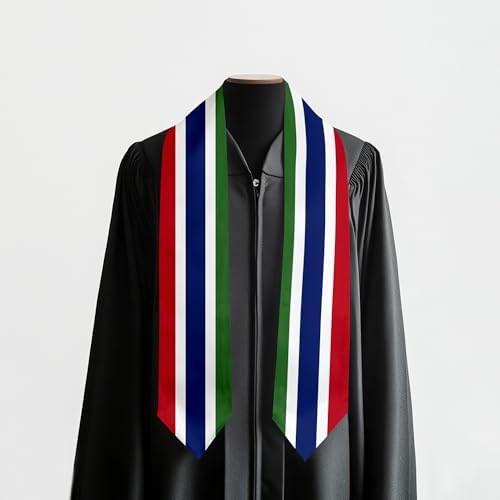 Graduation Satin Sash Scarf 72" Stole - color: Gambia Flag