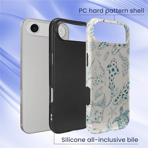 Case for iPhone 17 Air,Drop Protection Hybrid 2-Layer Hard Phone Cover-Ocean Animal Whale Shark-Blue - color: Ocean Animal Whale Shark-Blue, size: iPhone 17 Air