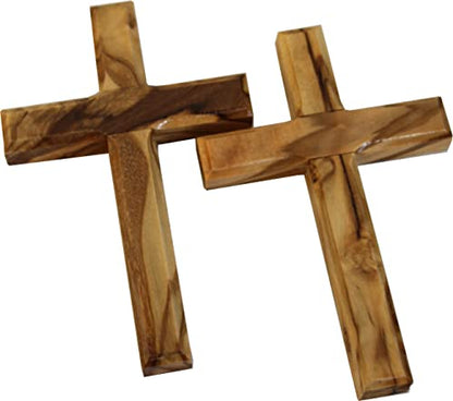 Holy Land Market Hand Carved Olive Wood Wall Cross Pair 4 Inch - size: 4L" x 2W"