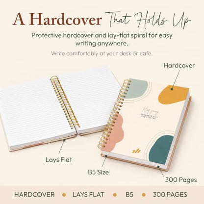 300-Page Hard Cover Notebook with Affirmations - B5 Spiral Bound - color: Keep Going