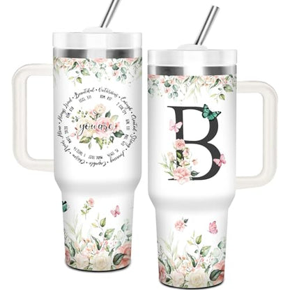 Christian Gifts for Women, Christian Tumbler 40oz - style: Initial B cup