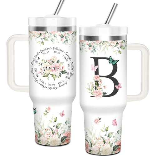 Christian Gifts for Women, Christian Tumbler 40oz - style: Initial B cup