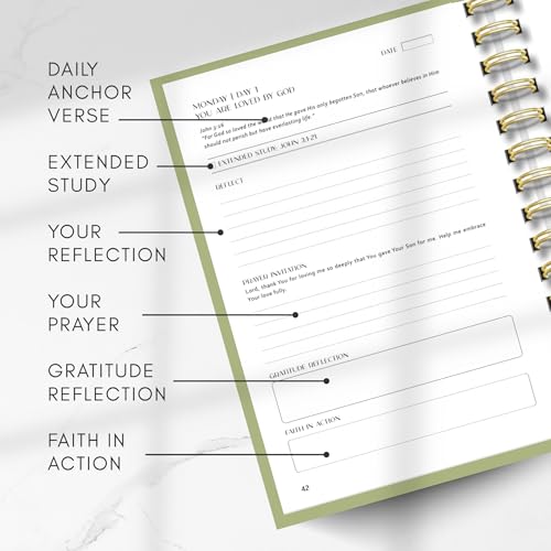 Prayer Journal with Bible Study - 20 Weeks Guided Daily Prayer Journal for Woman to Strengthen Faith and Practice Gratitude - Religious Gift for Spritual Growth - color: Green