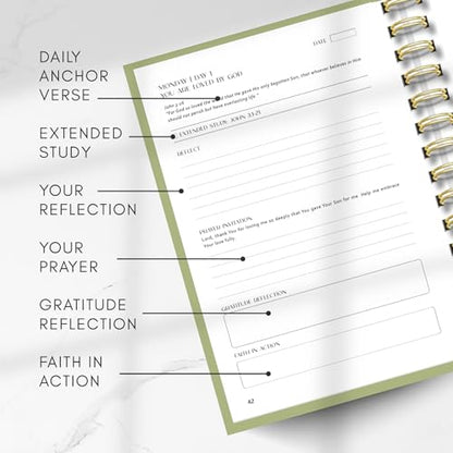 Prayer Journal with Bible Study - 20 Weeks Guided Daily Prayer Journal for Woman to Strengthen Faith and Practice Gratitude - Religious Gift for Spritual Growth - color: Green