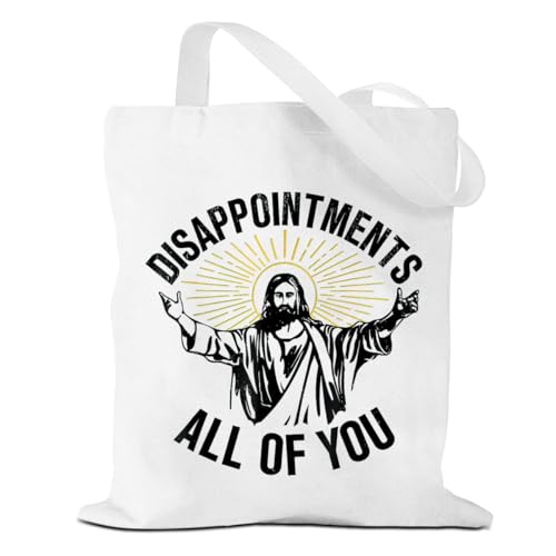 VICBOU Bible Verse Canvas Tote Bag Religious Christian Gifts for Women Men Faith Canvas Tote Reusable Grocery Bag - color: Disappointments