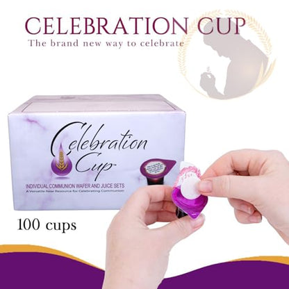 Celebration Cup - Prefilled Communion Cups - Pure Concordia Grape Juice & Wafer Set - (Pack of 100)