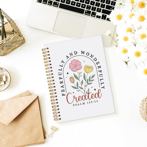 Bible Journal Notebook, Prayer Journal for Woman, Christian Girl Energy Journal, Bible Study Supplies, Bible Notebooks for Note Taking, Church Hardcover Spiral Notebook 5.5x8.3 - color: PSALM 139:14