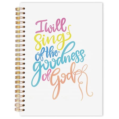 OJMFHEGEE Pastel Christian Spiral Notebook 5.5x8.3 in, I Will Sing of the Goodness of God Christian Faith Jesus Bible Prayer Hardcover Notebook Journal Gifts for Women - color: Pastel Christian