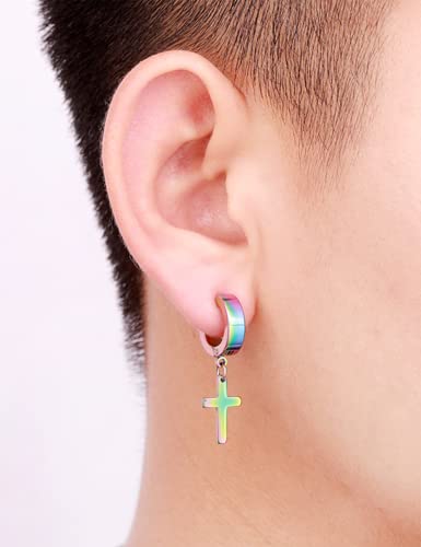 Stainless Steel Cross Earrings Set for Men Women Dangle Hinged Men Women Earrings Silver Gold Black - color: 1 pair - Color