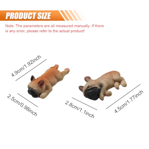 2PCS Resin Bulldog Car Dashboard Ornaments, Lightbrown - color: Lightbn