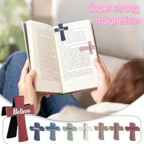 16Pcs Magnetic Bookmarks Christian, Magnetic Cross Bookmark Bible Page Markers Religious Bible Verses Bookmarks for Readers, Students, Teachers, Christian Gifts (B)