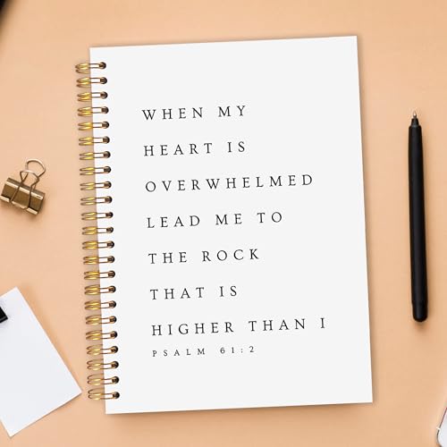 Christian Bible Verse Spiral Notebook 5.5x8.3in, When My Heart is Overwhelmed Psalm 61:2 Scripture Christian Hardcover Notebook Journal Gifts for Women Men - color: When My Heart is Overwhelmed Psalm
