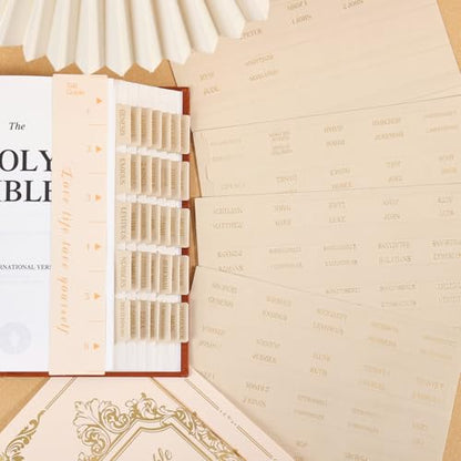 Leather Bible Tabs, Bible Tabs for Women and Men(Gold Foil Lettering) Large Print Stickers, Easy to Read and Apply, 66 Chapters & 14 Blank DIY Labels for Easy Navigation, Christian Accessories(Beige) - style: Leather Beige