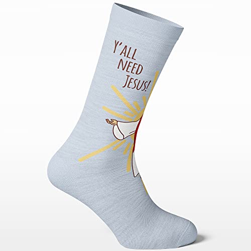 Y'All Need Jesus Socks Funny Sunday Church Religion Paster Novelty Footwear