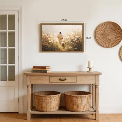 Snlihc Wood Framed Good Shepherd Jesus Lamb Hallway Wall Art 12x16 in - color: Lamb(Wood), size: 16"L x 12"W