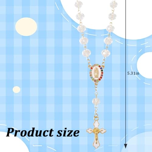 Car Rosary for Rearview Mirror, Pearl Heart Chain Catholic Auto Steering Wheel Rearview Hanging Accessories, Artificial Pearls Vehicle Hanging Rosary Charm Decor, Universal Fit (White) - color: White