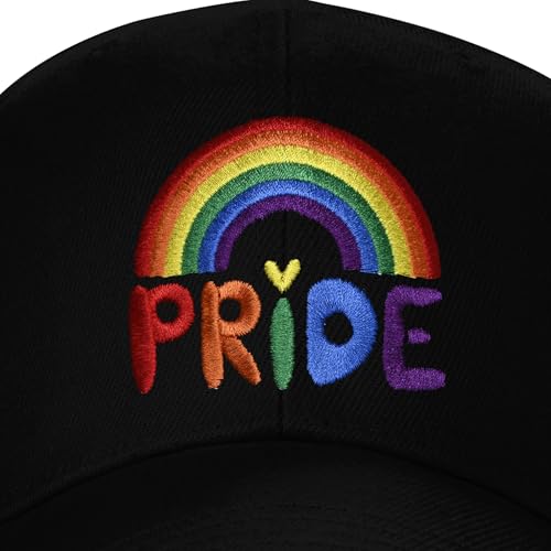 Embroidered Baseball Cap for Women Men Adjustable Baseball Hat Black Baseball Cap Trucker Hat - color: Rainbow Gay Pride Flag