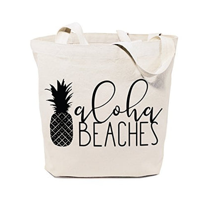 The Cotton & Canvas Co. Beach, Grocery, Farmers Market, Shopping and Travel Reusable Shoulder Tote and Handbag … - style: Aloha Beaches