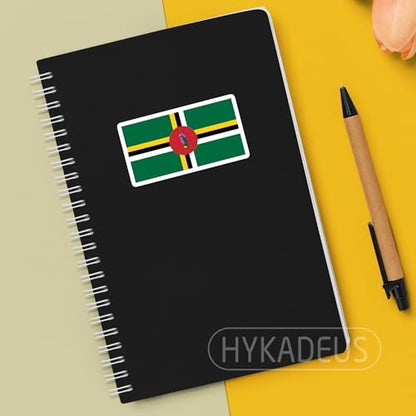(3Pcs) Dominica Flag Stickers – Dominican National Flag Vinyl Decals, Waterproof Sticker for Laptop, Water Bottle, Scrapbook, Phone Case, Travel Gear, 3" x 1.6" - color: Dominica
